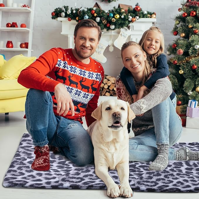 Tikaton MET Certified Pet Heating Pad, 2024 New Upgrade Heated Cat Bed Indoor with Auto Shut Off Timer, 6 Temperature Adjustable Pet Heating Pads (M: 28" x 16", BlackLeopard)