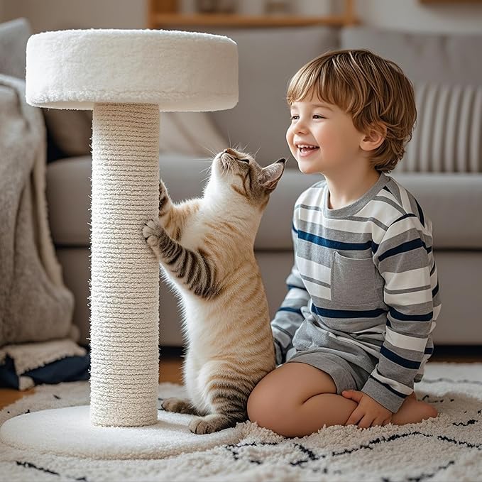 PowerKing Natural Sisal Replacement Scratching Post, 4 Pieces M8 Cat Scratch Post Refill Pole Parts for Refurbishment, White, Include Screws,15.74''+15.74''+7.87''+7.87''