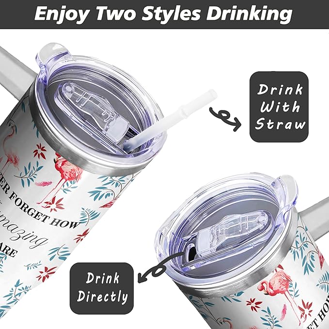 40 Oz Flamingo Tumbler with Handle and Straw, Flamingo Cup Double Wall Stainless Steel Flamingo Mug, Insulated Flamingo Coffee Cup, 40 Oz Flamingo Drinking Cup as Flamingo Gifts for Women