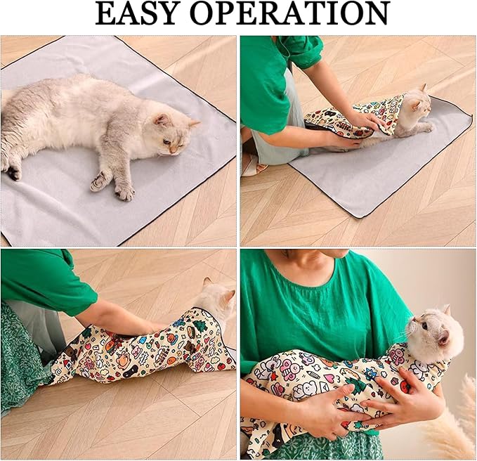 AGLOO Cat Grooming Wrap Cat Magic Mat - Self-Adherent, Anti-Scratch, Kittens Calming Wrap Restraint for Nail Clipping,Bathing (55 * 55cm)
