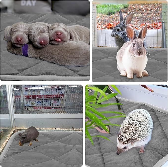 2pcs Self Heating Cat Mat, 16x20 Inch Self Heating Pet Pad Heat Reflective Soft Layer Warming Cat Bed Mat Non Skid Cat Thermal Pads for Cat Puppy Rabbit in Winter (Gray)