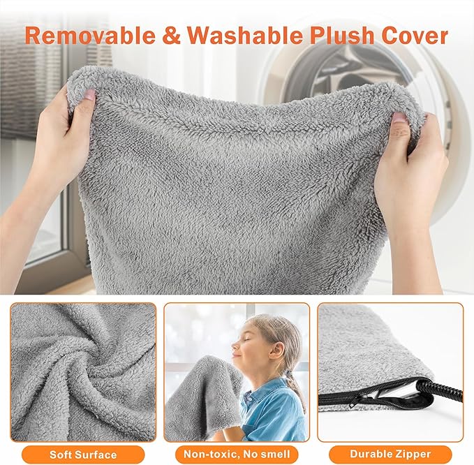 Heated Dog Bed, 11 Adjustable Temperature Pet Heating Pad Indoor for Dogs Cats Heating Mat with Timer, Auto Power Off, Electric Pet Heating Pad for Cat House (Grey, M(28" x 16"))