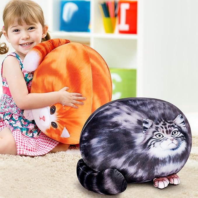 Achwishap Cat Plush,Soft Cat Stuffed Animals,Kawaii Cat Plush Toys,Cute Plushies Cat Body Pillow,Kitten Stuffed Animal Hugging Pillows Plushies Gifts for Kids Adults Birthday(Orange Cat,18”)