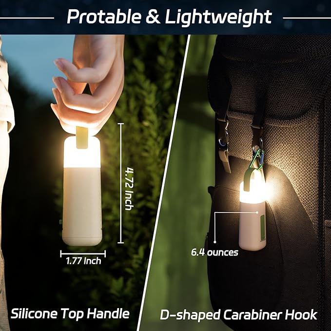 2PK Camping Lantern, 350 Hours Running Time Rechargeable Lantern, 3200mAh Lantern Flashlight with 4 Modes, Waterproof Tent Light for Hiking, Emergency, Power Outages