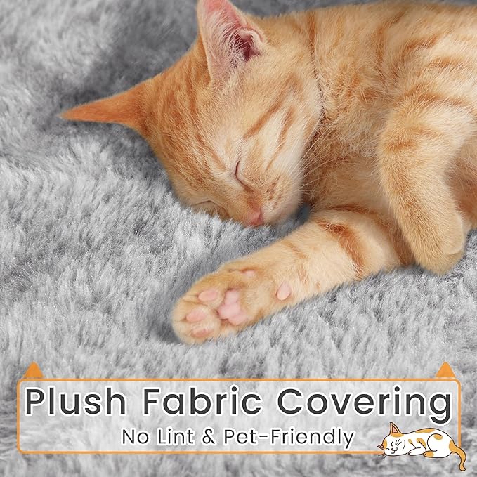 Yaheetech XL Cat Tree, 72in Multi-Level Cat Tower with 2 Cozy Caves, 3 Soft Perches, Scratching Posts, Board, and Dangling Ball, Cat Furniture Cat Play House Kittens, Light Gray