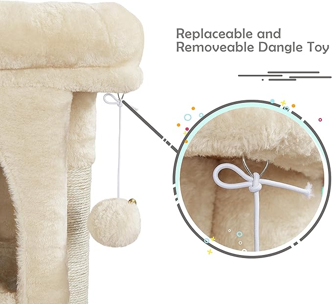 Yaheetech 23.5in Cat Tree Tower, Cat Condo with Sisal-Covered Scratching Posts, Cat House Activity Center Furniture for Kittens, Cats and Pets - Beige