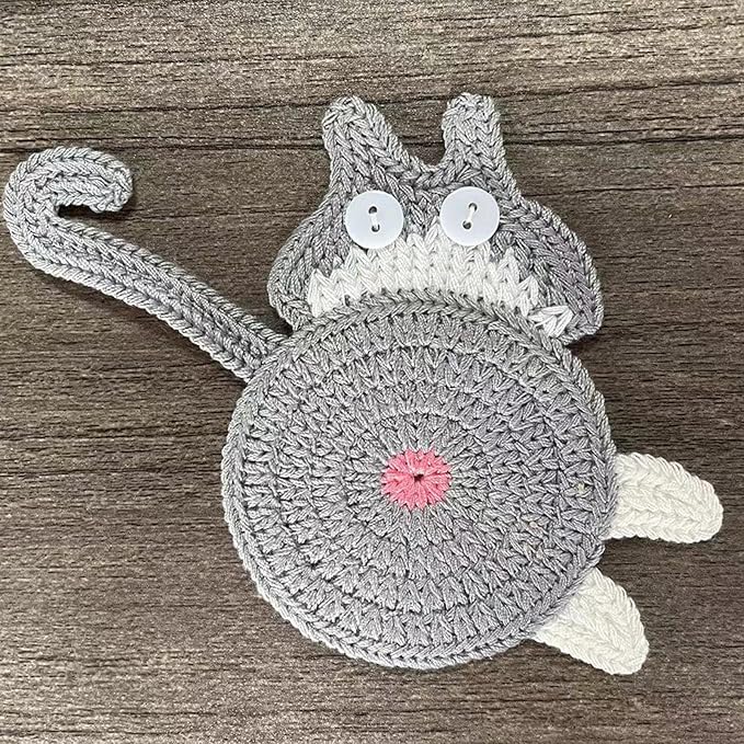 5PCS Drink Coasters - Woven Creative Cute Cat Coasters for Coffee and Tea - Desktop Gifts