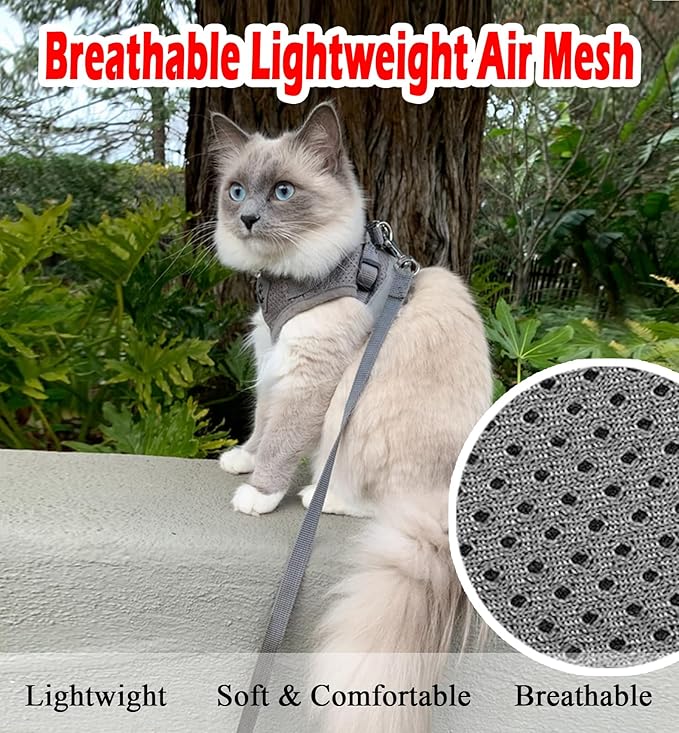 Cat Harnesses and Puppy Harness with Leashes Set, Escape Proof Cat Harness, Adjustable Reflective Soft Mesh Vest Fit Puppy Kitten Rabbit Ferrets's Outdoor Harness