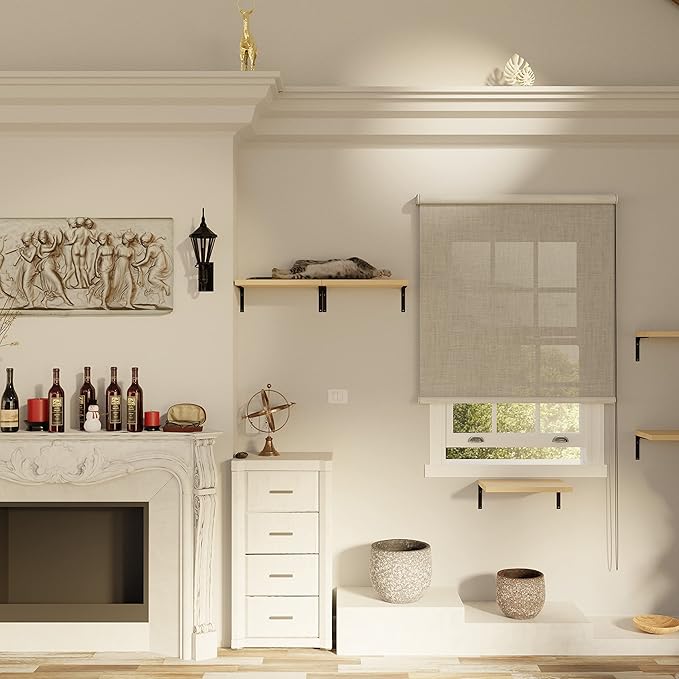 Cat Shelf Wall Furniture - 45-lb-tested-capacity Cat Shelf on Premium Heavy-duty Steel Brackets for Large Cats - 16.75 x 10 x 1 in Wood Cat Tree 2-stud-mounted Easy-drilling for Drywall 1 pc.