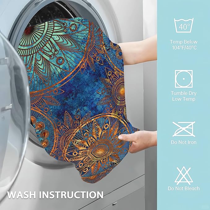 2 Pack Hand Towels for Bath,Golden Art Damask Floral Decorative Towels Highly Absorbent Soft Towels for Bathroom Beach Kitchen Spa Gym Face Towel 14x28 Inch