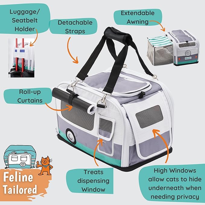 2-in-1 Premium Cat Carrier & Hideaway. Calming Carrier for Anxious Cats. Recommended by Veterinarians. Airline Approved, Soft-Sided, Expandable & Collapsible,17" x 11" x 11", Easy to Clean