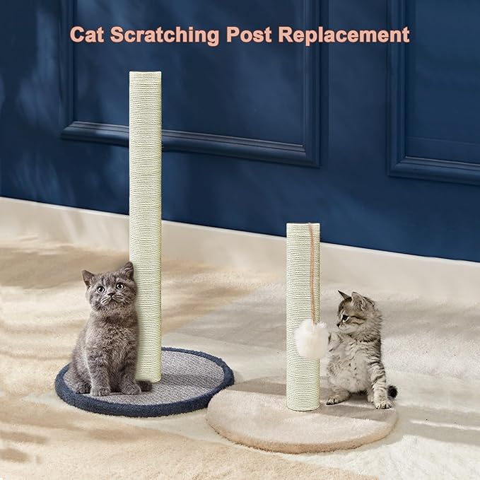 Cat Scratching Post Replacement Pole，4 PCS 11.81in Cat Tree Replacement Post，Natural Sisal Cat Tree Replacement Parts with M8 Screws，Cat Scratch Post Replacement for Refurbishment