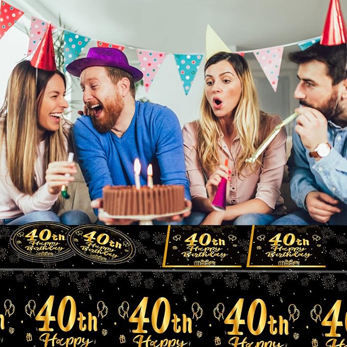 41Pcs Birthday Party Supplies Vintage 40th Birthday Decorations Back in 1984 40th Theme Birthday Party Decorations Tableware Includes Paper Plate Napkin Tablecloth for Men Service 20 Guests