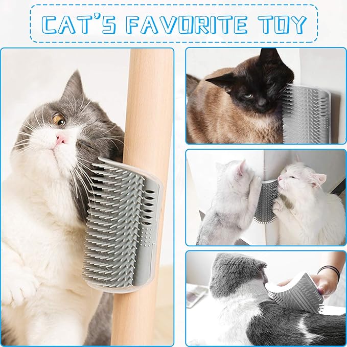 2 Pack Wall Corner Cat Groomer, Massage Combs for Short & Long Fur - Face Scratcher and Softer Massager Toy for Kittens and Puppies