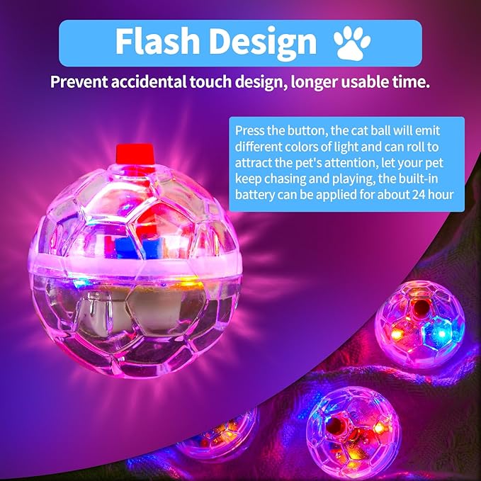 18 Piece Light Up Cat Balls Ghost Hunting Equipment, Indoor Motion-Activated Magic Cat Ball, Plastic Glowing Pet Toys