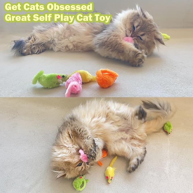 12PCS Cat Mouse Toy, Faux Fur Cat Mice Toys, 5.5” Realistic Size Mouse Toys for Cats, Rattle Cat Toy Mouse, Prefilled Catnip Mouse Cat Toy, Interactive Cat Toy for Bored Indoor Adult Cats