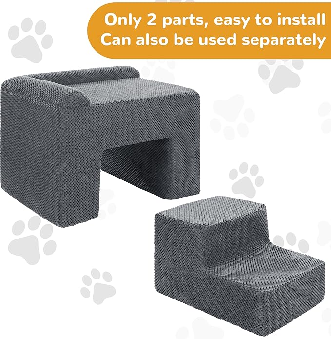 HOMBYS Foam Dog Window Perch, Orthopaedic Dog Bed with Dog Stairs, Soft & Supportive Do Not Hurt Dog for Joint Protect, 2 Parts Easy to Assemble Bunk Bed, Pet Perch to Look Out Window