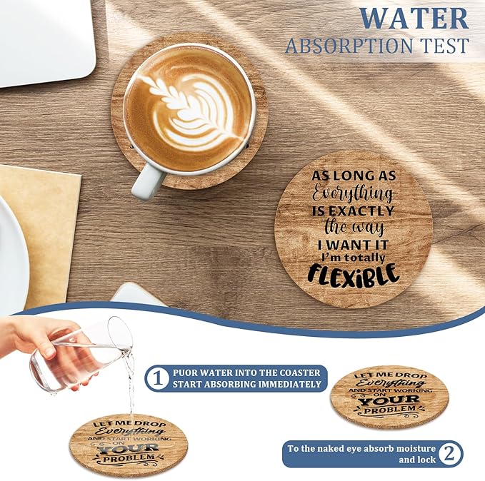 6 Pcs with Holder Drink Cork Coasters,Funny Office Gifts for Coworkers,Novelty Gifts for New Colleagues Employees Boss,Office Desk Coasters,Humorous Christmas Birthday Gifts for Men Women