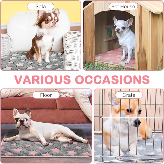 4 Pack Self Heating Cat Bed Cat Self Warming Pad with Removable Cover Extra Warm Thermal Pet Pad Washable Pet Crate Mat Anti Slip Kennel Pad for Indoor Outdoor Pets(Star,16 x 20 Inches)