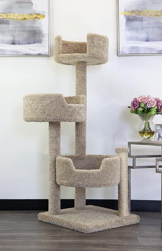 New Cat Condos Wood and Carpet Cat Tree for Big Cats