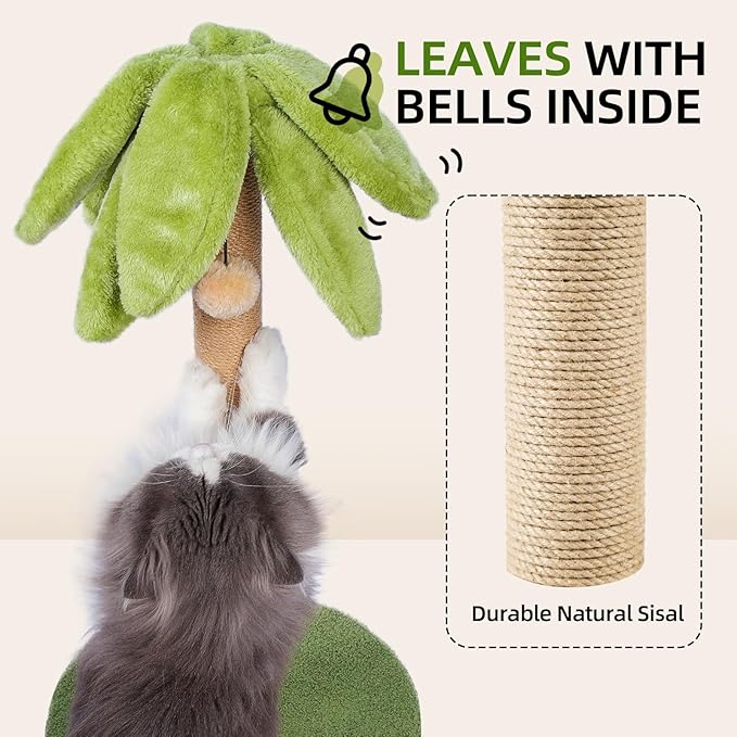Cat Scratching Post 30.7 inch Tall Cat Tree for Indoor Cats Large Adult Cat Scratching Post with Sisal Rope,Cute Kitten Cat Scratcher in Palm Tree