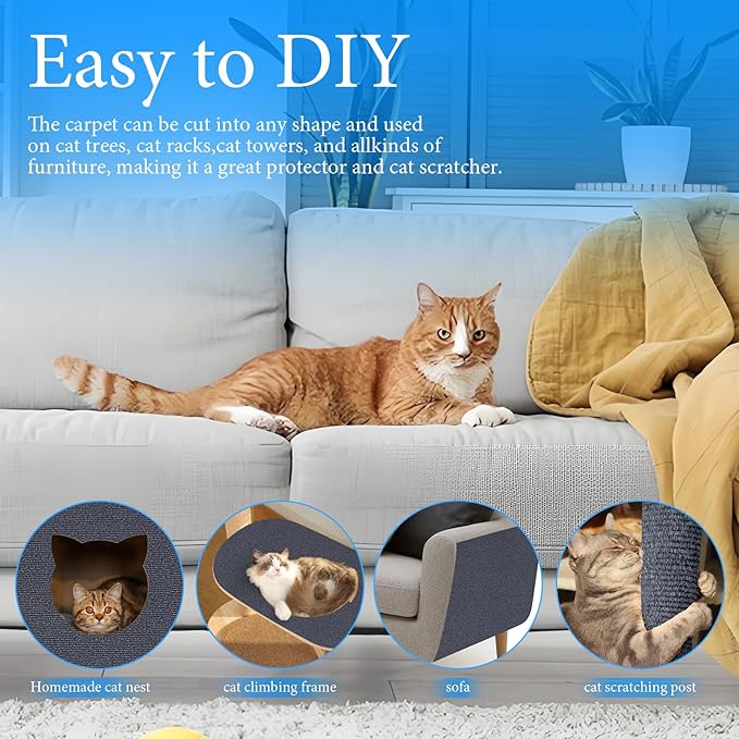 39.3"x15.8" Cat Scratch Couch Furniture Protector, Trimmable Cat Scratching Mat, Self-Adhesive Cat Scratch Pad Post Furniture Protectors from Cats Claws Scratching