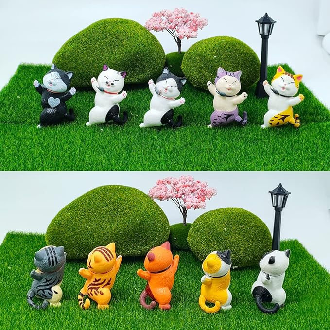 10 Pcs Realistic Cat Figure Mini Cute Cat Characters Miniature Educational Figures Kitten Easter Eggs Cake Topper Christmas Birthday Gift for Cat Lover