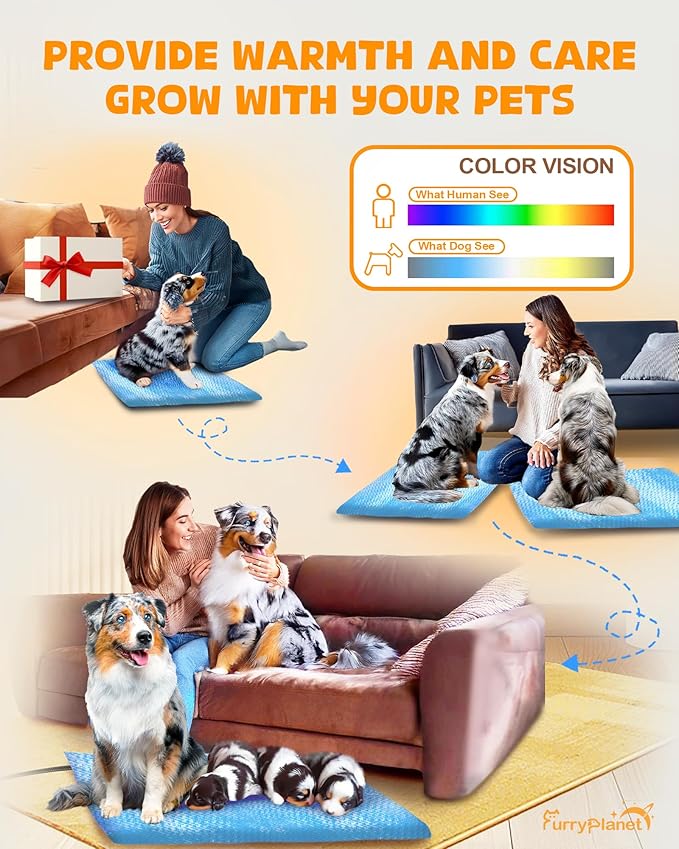 Upgrade Dog Cat Heating Pad with 2 Covers&840D Storage Bag,Adjustable Temperature Electric Pet Heating Pad with Timer,Waterproof Heated Bed Mat with Chew-Proof Cord,M