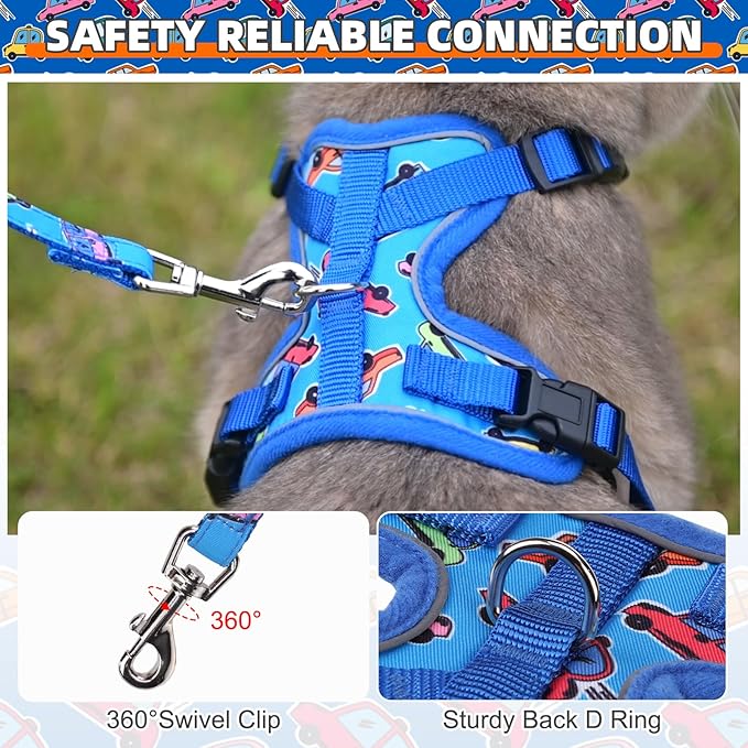 KOOLTAIL Cat Harness and Leash Set, Escape Proof for Safe Walking & Travel, Reflective Comfortable Easy Control Adjustable Kitten Harness for Boys&Girls Small Medium Large Cats Car S