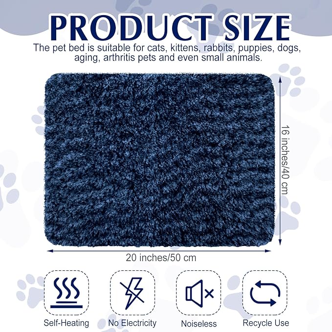 4 Pack Self Warming Cat Pads Self Heating Cat Mat Thermal Pads for Small Dogs Washable Pet Kennel Pad Crate Bed Mat with Removable Covers for Indoor Outdoor Pet
