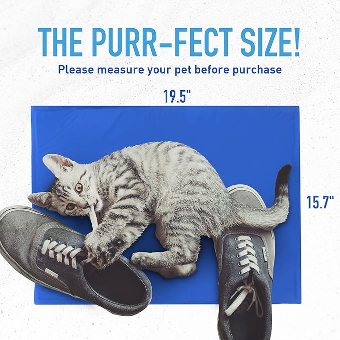 CHILLZ Cat Cooling Mat, Medium Size - Pressure Activated Cat Cooling Pad, Ideal for Summer - Non-Toxic Pet Cooling Mat for Cats, Self Cooling Gel Pad - No Water or Electricity Needed - 20" x 16"
