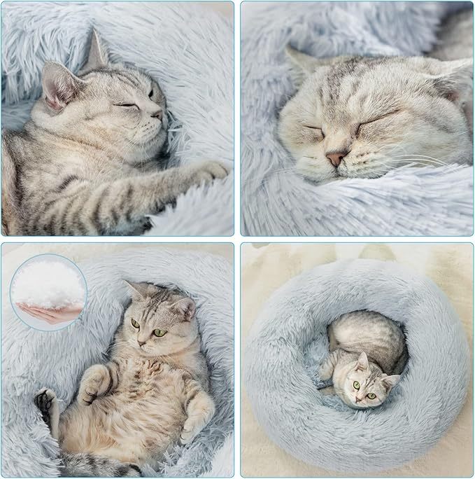 Nisrada Cat Beds for Indoor Cats,20 Inch Dog Bed for Small Melium Large Dogs, Washable-Round Pet Bed for Puppy and Kitten with Slip-Resistant Bottom