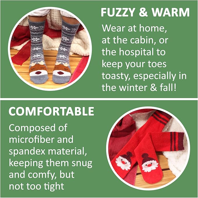 BambooMN Women's Super Soft Warm Microfiber Fuzzy Cozy Animal Socks or Christmas Winter Animal Socks, Value Pack