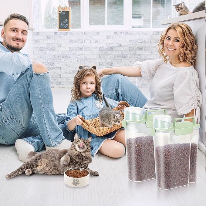 10-14 LBS airtight dog food storage container,cat food storage container with Upgraded Large Nozzle BPA-Free,pet food storage containers For Rice,Grain,Pet Food,Flour, Dog Treat Storage-2 pack green.