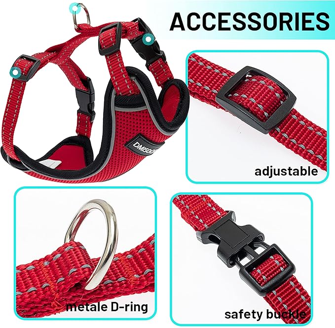 Cat Harness - Escape Proof Reflective Cat Harness and Leash for Small to Large Cats, Puppy, Small Dog - Adjustable Mesh Breathable Pink Cute Cat Harness for Walking Training Hiking