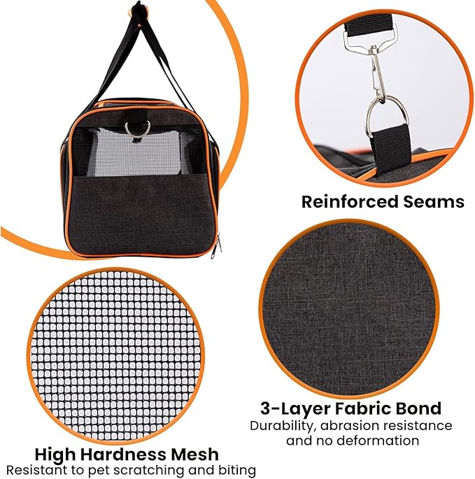 17"x11"x11" Expandable Pet Carrier for Cats and Dogs up to 15 Lbs, TSA Airline Approved, Alloy Accessory, Soft Sided Cat Carrier with Removable Wool Mat, Collapsible Travel Carrier for Cat