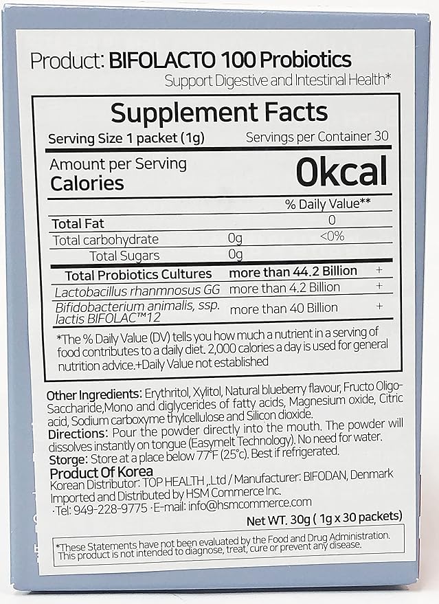 100 Premium Denmark Probiotics, 44.2 Billion Probiotics with Prebiotics (Synbiotics), Zero Calories, Zero Sugar, Non Dairy. Travel Friendly, No Water is Needed, Easily Melts on Your Tongue