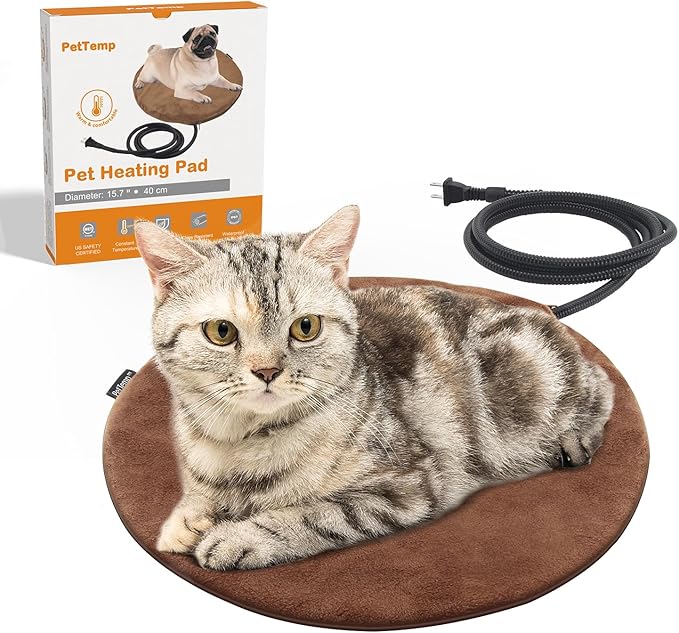 Pet Heating Pad, Electric Heated Pad for Dog Cat, Warm Mat Waterproof Dogs Cats Beds with Constant Temperature,Chew Resistant Cord, Comfortable Heater Heater Blanket Puppy and Kitten (16.0"L x 16.0"W)