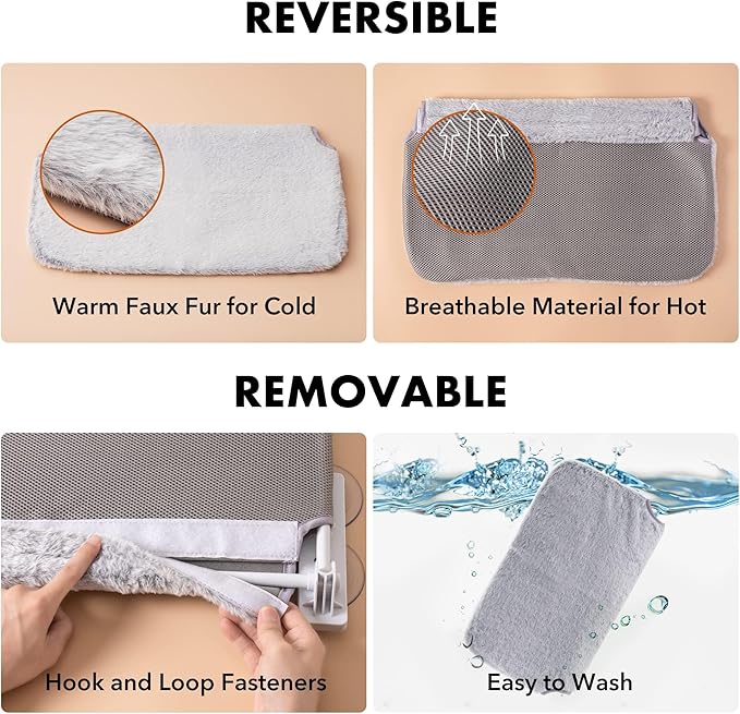 MEWOOFUN Cat Window Perch, Cat Window Hammock with Strong Suction Cups, Cat Window Bed with Steel Frame and Removable Cushion Cover, Cat Hammock Cat Window Seat for Indoor Cats (Grey, Large)