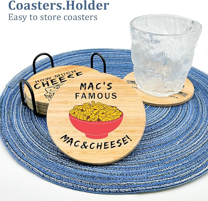 6 PCS with Coaster Holder Always Sunny in Philadelphia Cork Coasters for Drinks,Always Sunny in Philadelphia TV Show Merchandise,Always Sunny in Philadelphia TV Themed Coaster Gifts for Fans