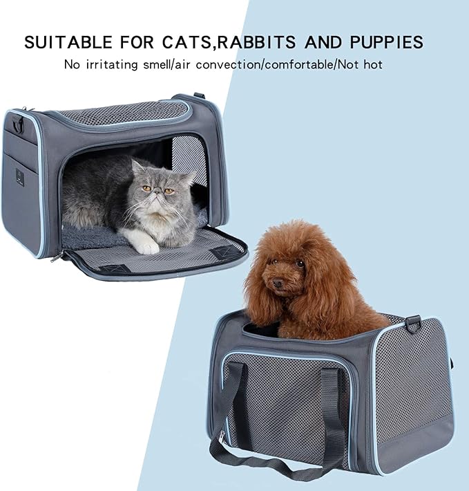 A4Pet Airline Approved Cat Carrier Dog Carriers,Removable Soft-Sided Portable Pet Travel Washable Carrier for Kittens,Puppies,Rabbit,Hamsters