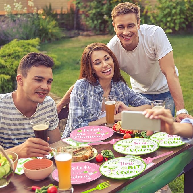 48Pcs Martini Birthday Party Supplies Margarita Disposable Plates Napkins Forks Martini Cocktail Serves 16 Baby Shower Party Decorations