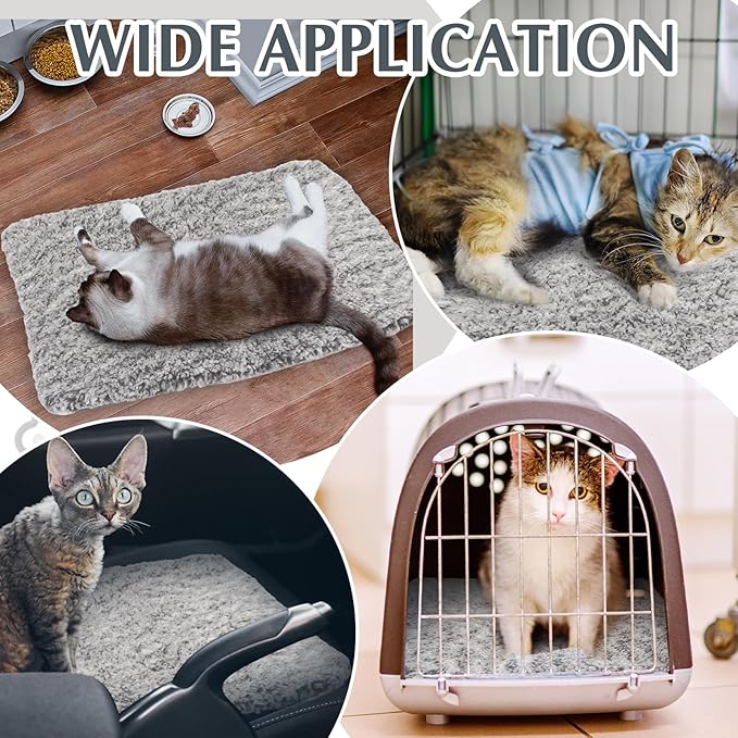 4 Pack Self Warming Cat Pads Self Heating Cat Mat Thermal Pads for Small Dogs Washable Pet Kennel Pad Crate Bed Mat with Removable Covers for Indoor Outdoor Pet (Gray,28 x 45 Inch)