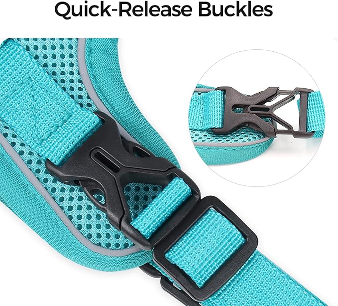 Cat Harness and Leash Set Escape Proof Tactical Medium Kitten Harness Emotional Support Cat Vest, Turquoise, M