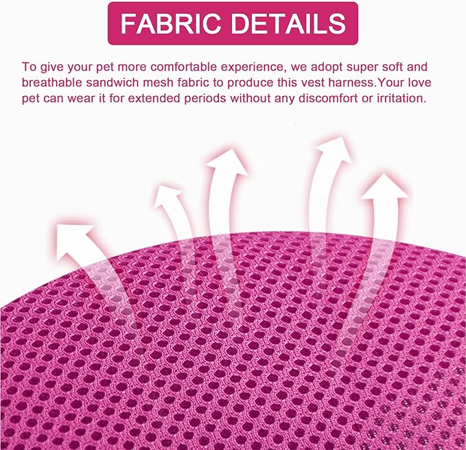 Cat Harness and Leash Set, Upgraded Escape Proof Adjustable Kitten Vest with Lead for Small Cat Outdoor Walking, Soft Breathable Mesh Jacket with Reflective Strips for Dark Night (S, Rose Pink)