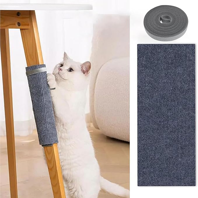 118”x15.8” Trimmable Cat Scratching Post Carpet Cover Cat Scratcher Mat Self-Adhesive Cat Tree Shelves Replacement Parts Mat with 5M Cable Tie Couch Furniture Protector for Indoor Cats (Brown)