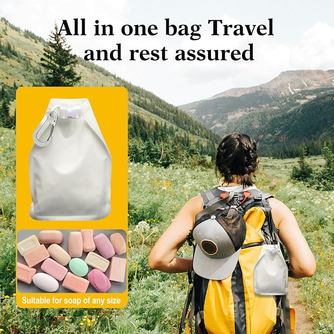 6 Pcs Travel Soap Bag, Waterproof Leakproof Quick Dry Bar Soap Travel Container, Soap Saver Pouch for Camping, Hiking, Hotel Essentials, Portable Soap Holder Travel Case, Soap Travel Bag