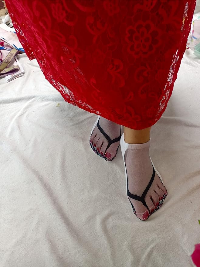 3D Manicure Print Socks Funny Flip Flop Socks 3D Pattern Socks Sandal Socks Low Cut Ankle Silly Socks- A Gag Gift