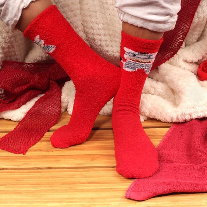 BambooMN Women's Super Soft Warm Microfiber Fuzzy Cozy Animal Socks or Christmas Winter Animal Socks, Value Pack