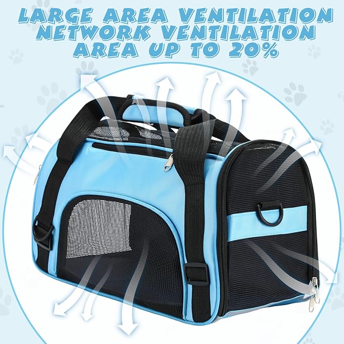 2 Pcs Pet Carrier, Soft Sided Pet Travel Carrier for Cats, Airline Approved Kitty Portable Dog Bags for Traveling Little Dogs, Rabbits, Puppy, Cat(S,Blue)